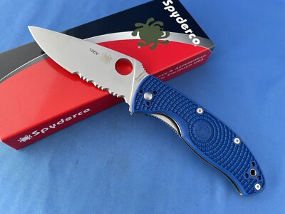 Spyderco C122PSBL Tenacious Knife Blue FRN Handle S35VN Combo Edge Col. #156V