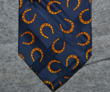 VTG Polo Ralph Lauren Designer Tie Mens One Size Navy Horseshoe Pure Silk USA
