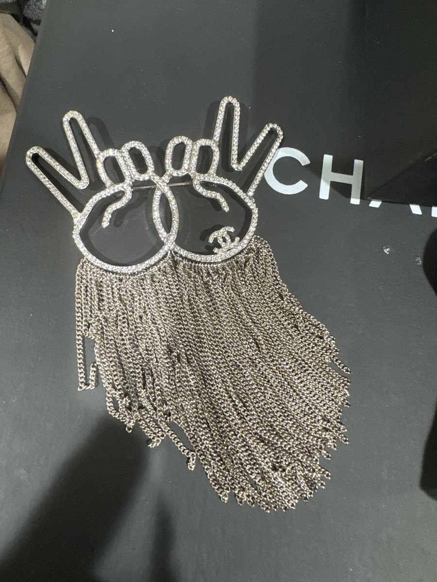 Gold Silver Clear Crystal Peace Symbol Brooch Pin - 3cm Trendy Jewelry Accessory