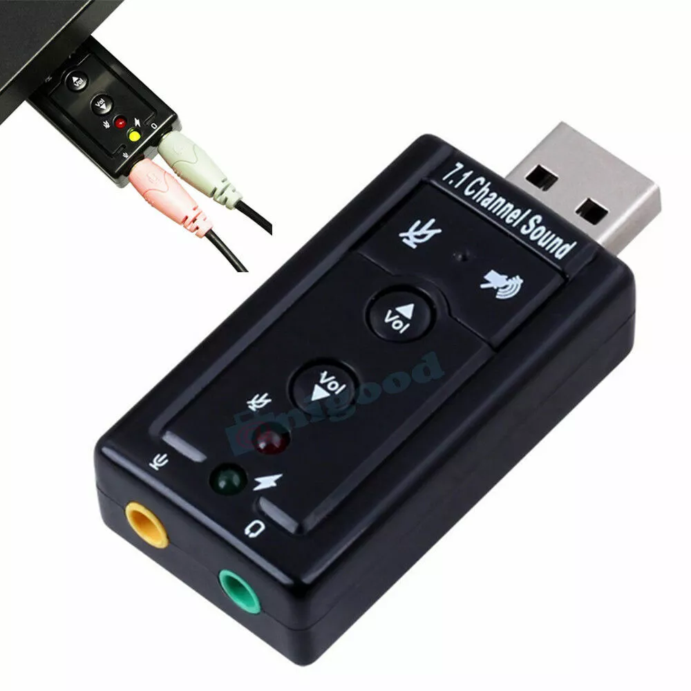 bit Afhængighed cerebrum External USB Sound Card Adapter Virtual 7.1 Ch 3D Audio 3.5mm for PC Mac  Laptop 705833055110 | eBay