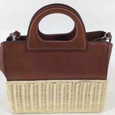 Max Mara Leather & Wicker Satchel Tote