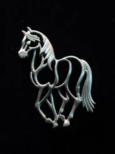 "JJ" Jonette Jewelry Silver Pewter 'Trotting HORSE' Pin