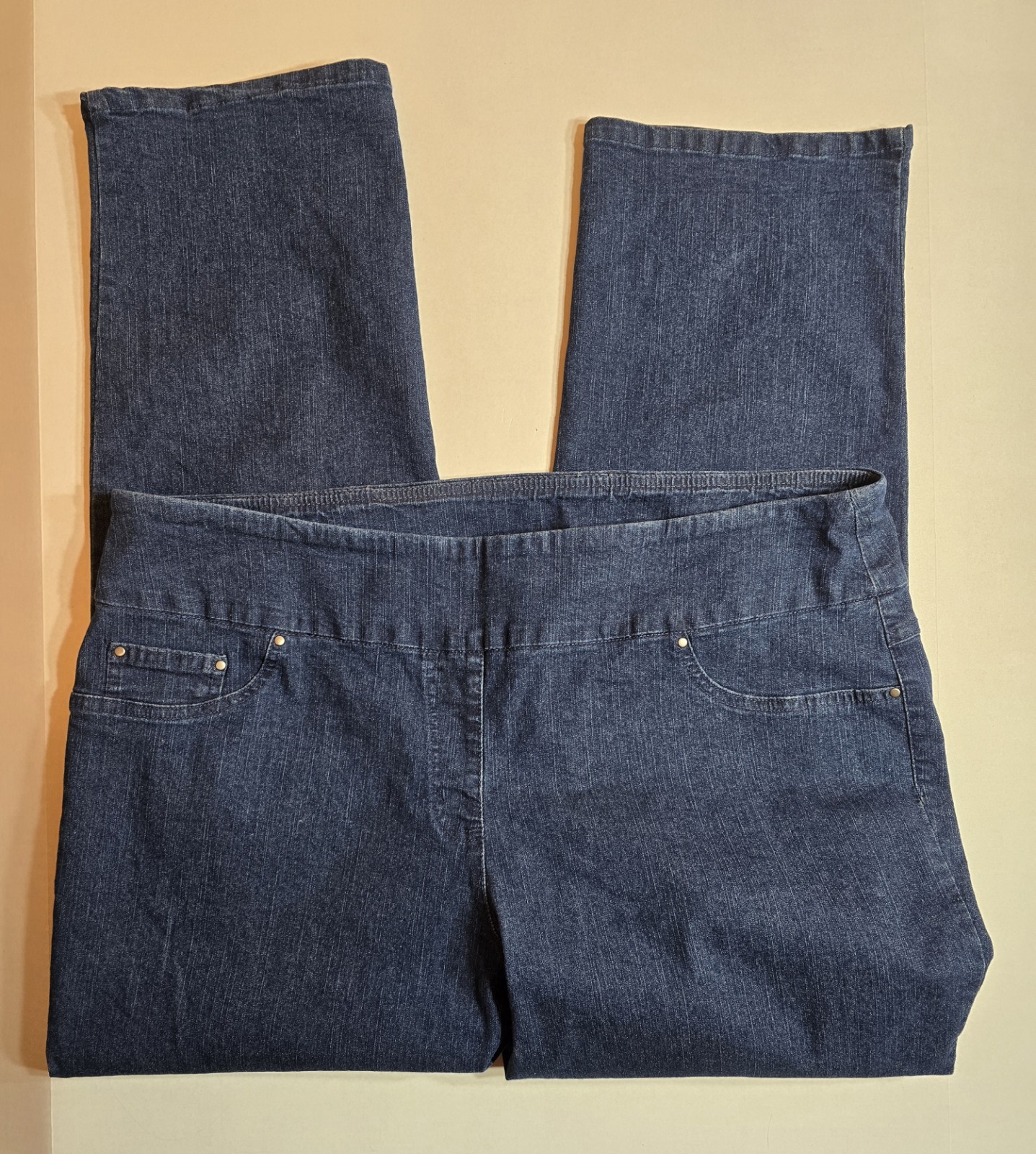 Ruby Rd Woman Pull On Jeans Womens 18W Blue Stretch Denim Pants