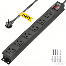 6-Outlet Heavy Duty Power Strip Surge Protector, 10FT Power Cord/14AWG/15A
