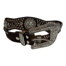 Nocona Women's Brown Calf Hair Rhinestone and Stud Belt size Medium