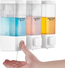 Shampoo and Conditioner Dispenser 3 Chamber Wall Mounted No Drill ABS 500ml