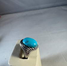 Vintage Thailand Sterling Silver twisted rope Turquoise ring, size 6