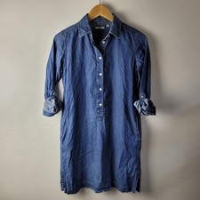 Uniqlo Women Size XS Blue Simple Shirt Dress Casual Smart Summer Holiday Beach