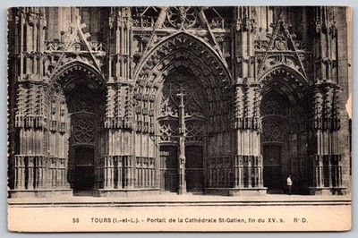 Tours France St-Gatien Cathedral Portal Vtg Postcard R. Dorange Edit D225