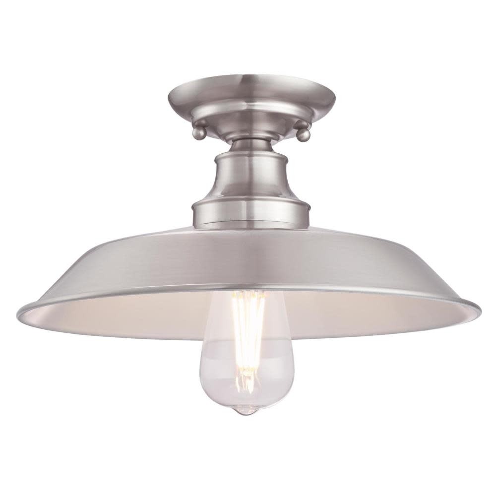 Westinghouse 6370200 Nickel Iron Hill 12"W Semi-Flush Ceiling Fixture