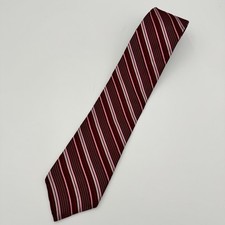 DKNY Tie Red, Burgundy & Pink Striped 100% Silk Made In USA Vintage 90’s Necktie