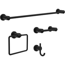 Nicoli 4-Piece Bath Hardware Set with 24 In. Towel Bar, Toilet Paper Holder, Tow