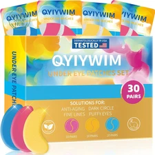 Under Eye Patches for Puffy Eyes Treatment 30 Pairs, 24K Gold Eye Mask for Dark