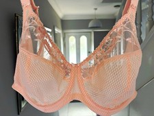 Elomi Matilda Pink Floral Lace Mesh Unlined Underwired Plunge Bra 42FF EL4380BAK