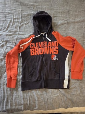 Brown And Orange NFL Team Apparel Cleveland Browns Zip-up Hoodie Women's Size L