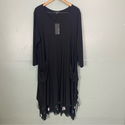Sun Kim Black Midi Lagenlook Baggy Dress 3X