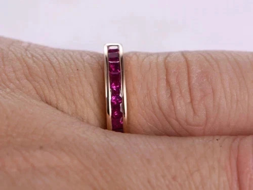 2Ct Princess Cut Lab Created Pink Ruby Engagement… - image 5