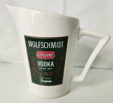 WOLFSCHMIDT GENUINE VODKA  DISTILLED BY SEAGRAM BAR WATER PITCHER MAN CAVE EUC
