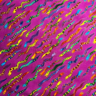 Laurel Burch Secret Jungle Fabric Snakes Cotton Quilt Fabric 1/2 Yard Rare #47