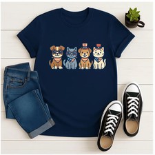 Patriotic Dog Cat 4th of July T-shirt
