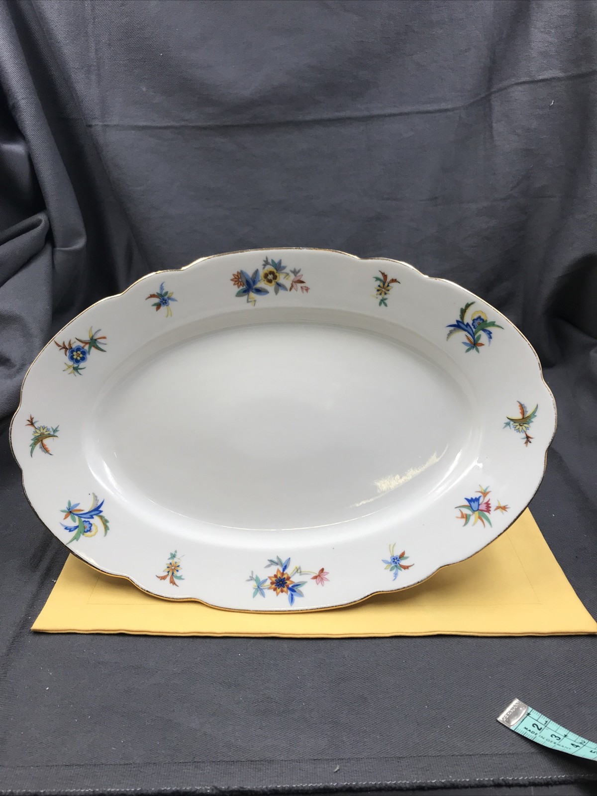 Fleischplatte 37 cm Bavaria Geblümt mit Goldrand Vintage