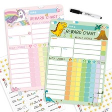 Magnetic Dry Erase Chore Chart for Two Kids, Reward Kids 8.5  x 12  