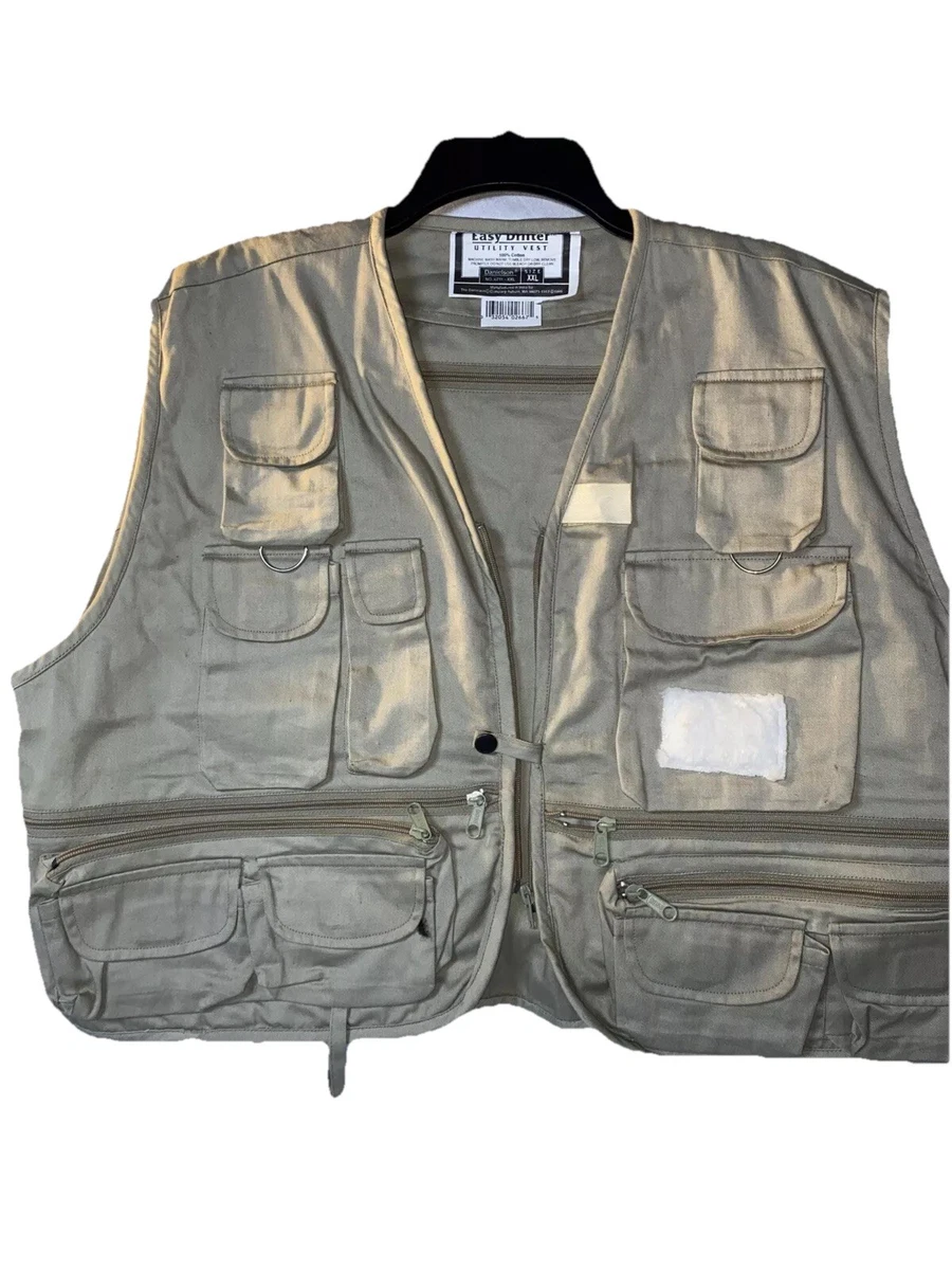 Stansport Mens Fishing Outdoor Utility Vest Brown Full Zip Cotton