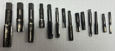 Lot Of 14 Vintage Taps, USA, Threads, Tooling, Various Sizes And Manufacturers
