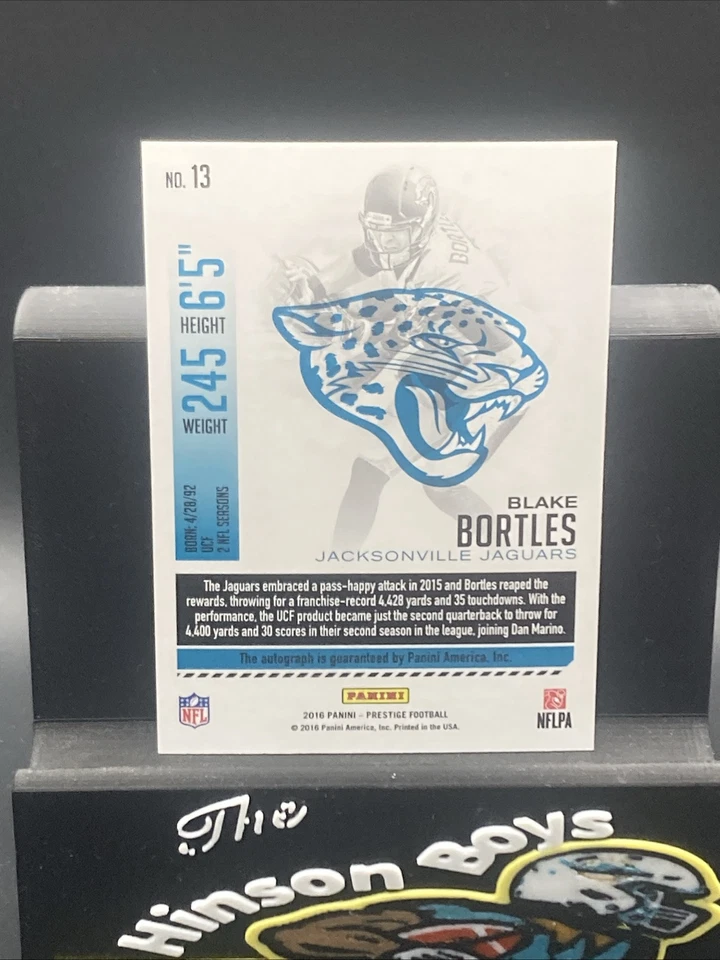 2016 Panini Prestige BLAKE BORTLES #13 AUTO Jacksonville Jaguars - Image 2 of 4