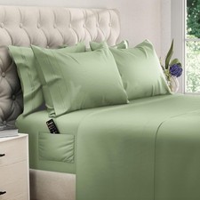 Full Size Sheets - 6 pcs Breathable Cooling Bed Sheets - up to 15" Deep Pocket
