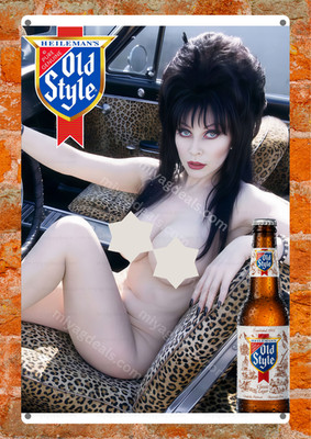 Old Style Beer Elvira: Mistress of the Dark Metal Sign Man Cave Decor Read Des