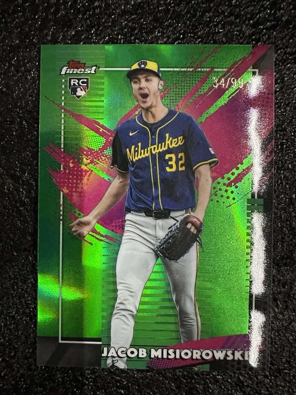 2026 Finest Jacob Misiorowski Green Refractor Rc #218 #34/99 Sp Rare