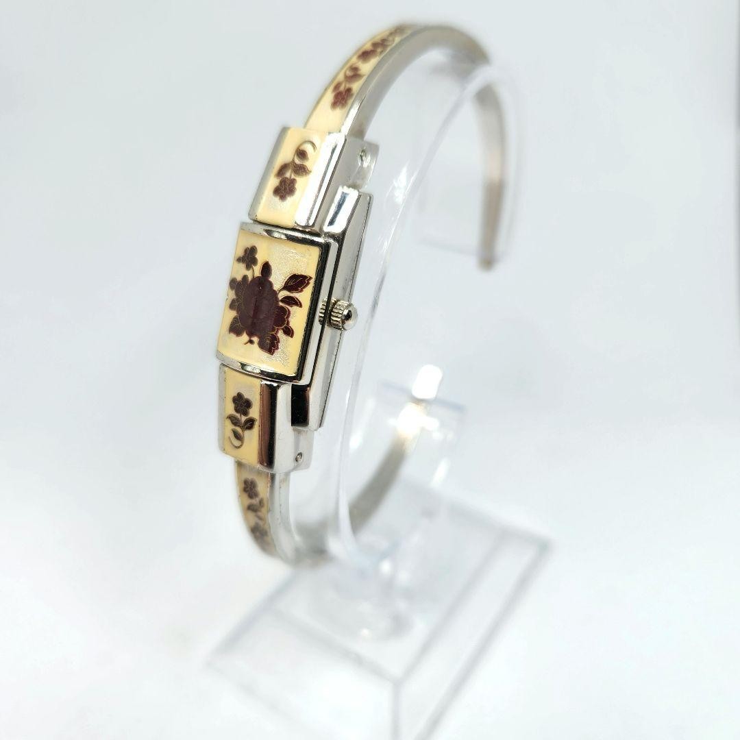 Andre Mouche Floral Bangle Women's Quartz Watch 35mm | Vintage Elegant Cream