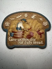 Vintage 80's Burwood Products Give Us This Day Our Daily Bread Resin Plaque USA