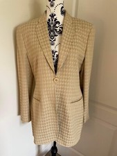 Vintage Designer Giorgio Armani Size 44 Gold Cream Weave Silk Blend Jacket