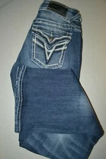 Vigoss Women's The New York Bootcut Embellished Blue Jeans Sz 1/2-33