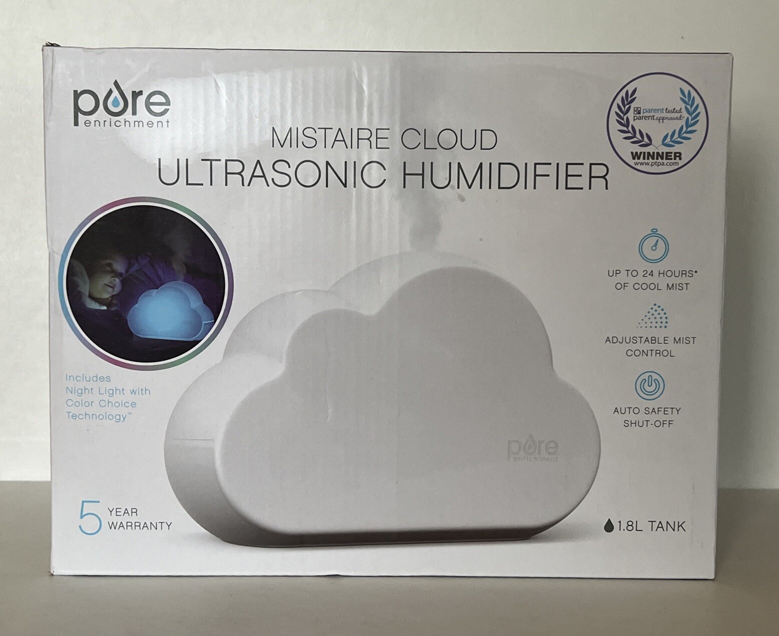 Pure Enrichment MistAire Cloud Ultrasonic Cool Mist Humidifier and Mood Light-image