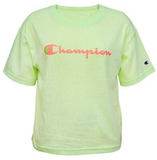 NWT Champion Kids Clothes Girls Lime Green Boxy Script Tee Size Small $20 4B203