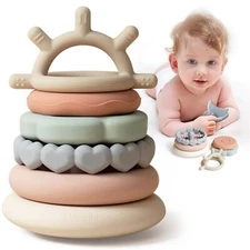 Moonkie Stacks of Circles Soft Teething Toy | Educational Learning Baby Toy