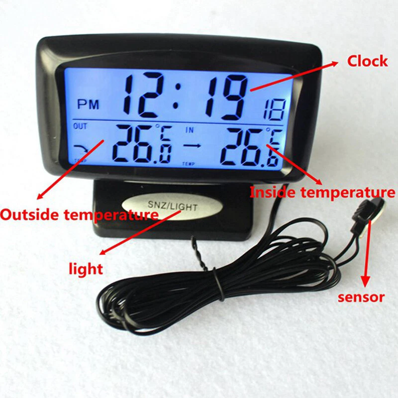 Multi-function Car Dual Digital Thermometer Temperature Time Display Clock - Image 2 of 4