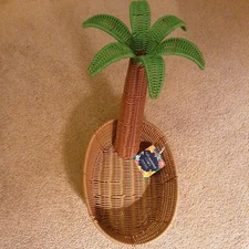 Ciroa Hello Summer Palm Tree Resin Wicker Serving Basket NEW W Tags