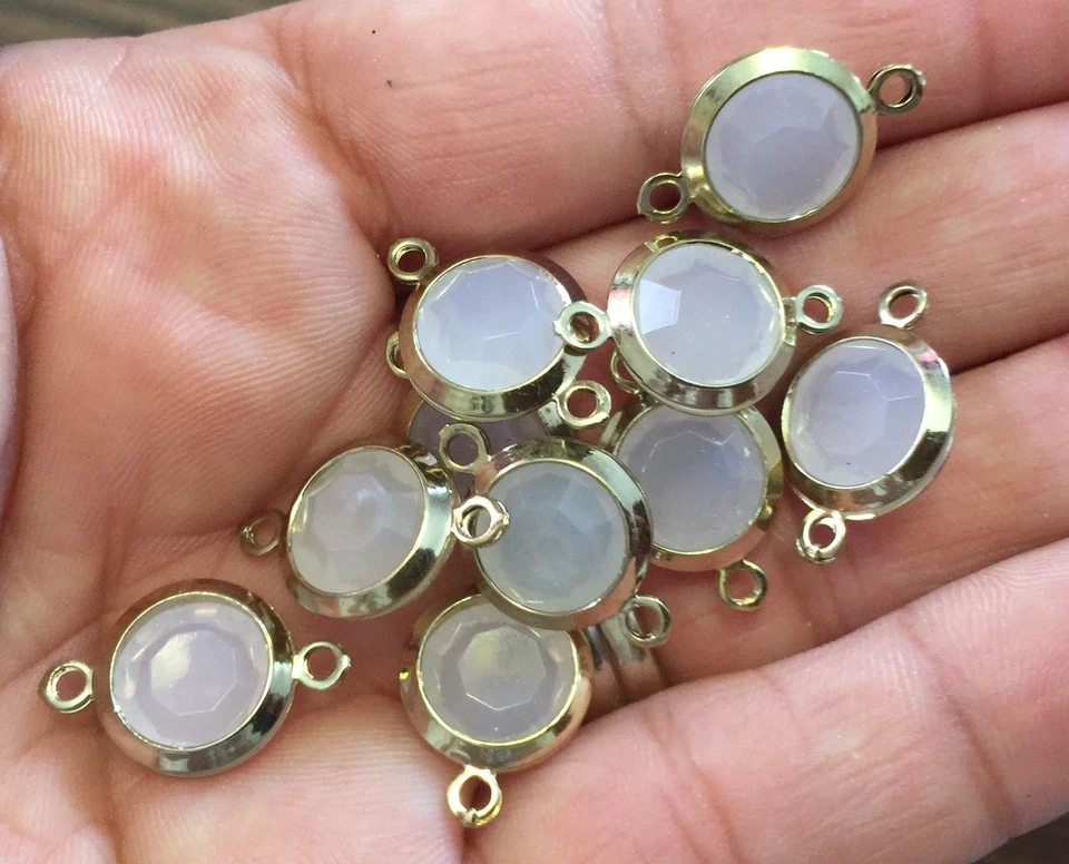 Lote de conectores de bisel faceta lucita ópalo lila rosa Lt oro vintage búsqueda de enlaces Foto 2 de 4