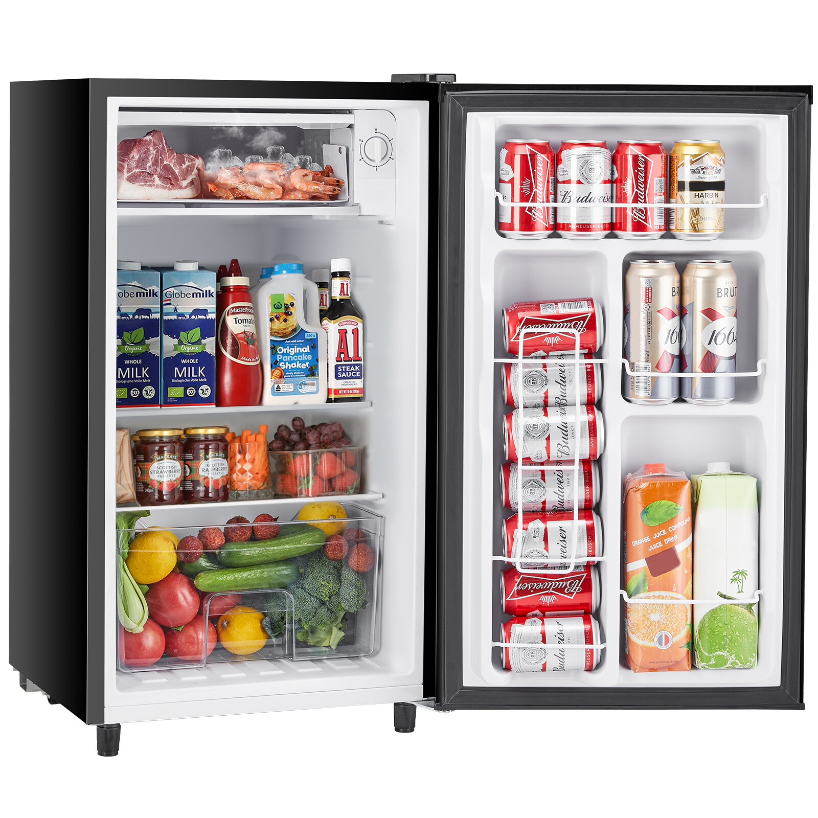 3.2Cu.Ft Single Door Mini Fridge with Freezer Compact Storage Refrigerator Home