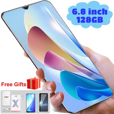 New 4G Android 12 Cell Phone Factory Unlocked Smartphone 8 Core 2 SIM 128GB 6.8''