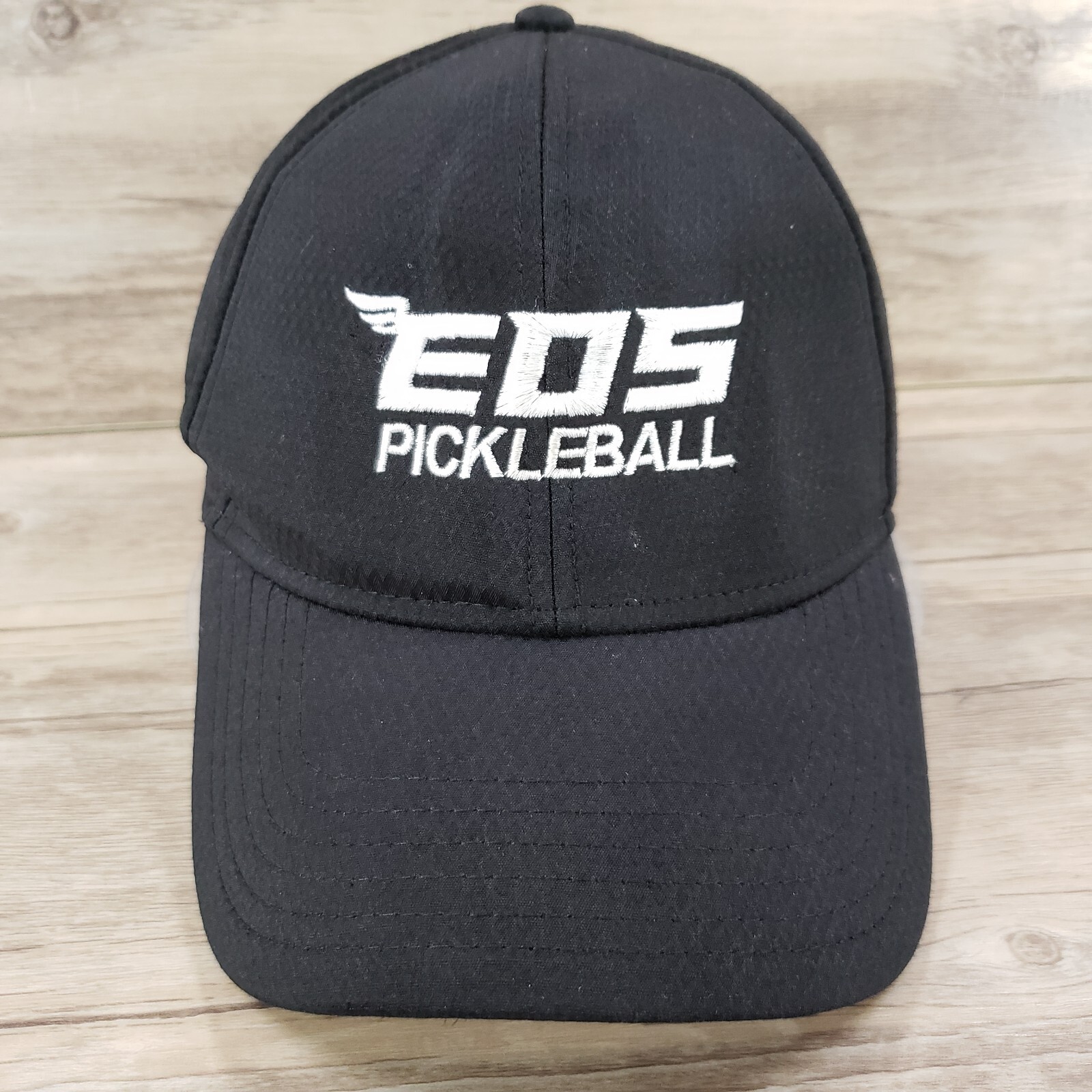 EOS Pickleball Hat Cap Strap Back Black Spell Out… - image 1