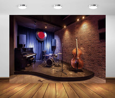 BELECO 7X5Ft Fabric Modern Jazz Bar Backdrop for Photography Music Club Backdrop