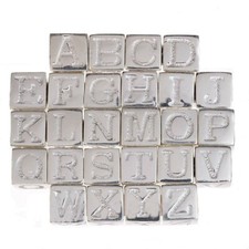Sterling Silver Alphabet Pendant Charm Initial 925 Small Cube Letter A - Z