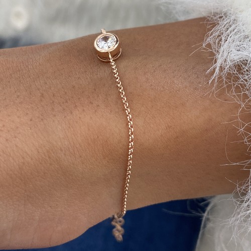 Oval Labcreated Diamond Chain Bracelet 0.52ct E/VS1 Solid 14K Rose Gold - Picture 5 of 7