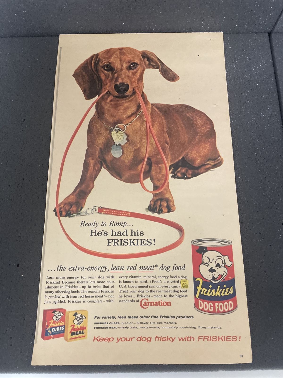Advertisement Vintage 1960&rsquo;s Friskies Dog Food