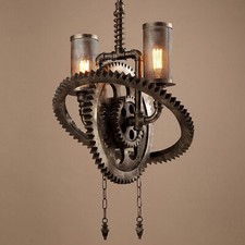 Gear Shape Chandelier Steampunk Ceiling Light Industrial Pendant Lamp Fixture